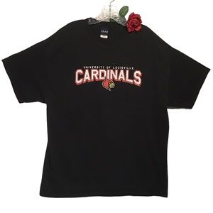 U of L Cardinals Black Tee shirt OVB Old Varsity Brand Seamless XL 46-48 EUC